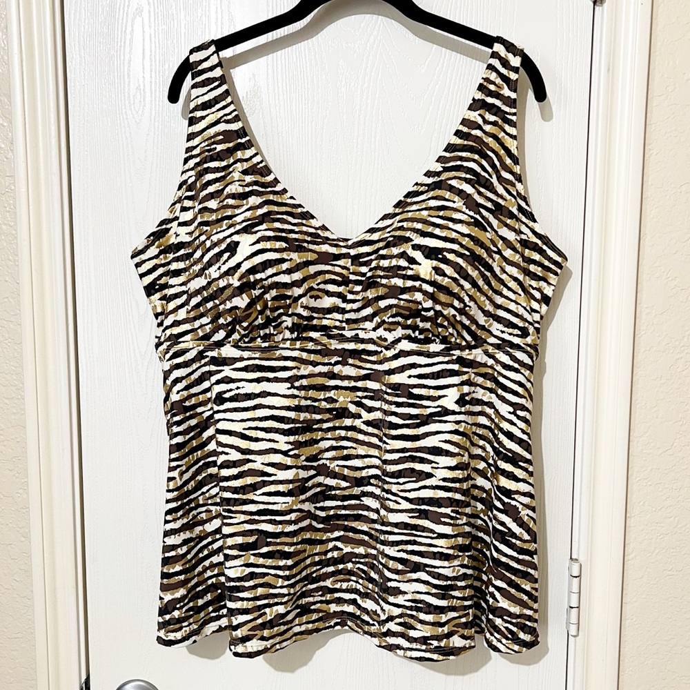 NWT! SwimSuits For All Animal Print Swim Top Boho Vacation Beachy Size 22